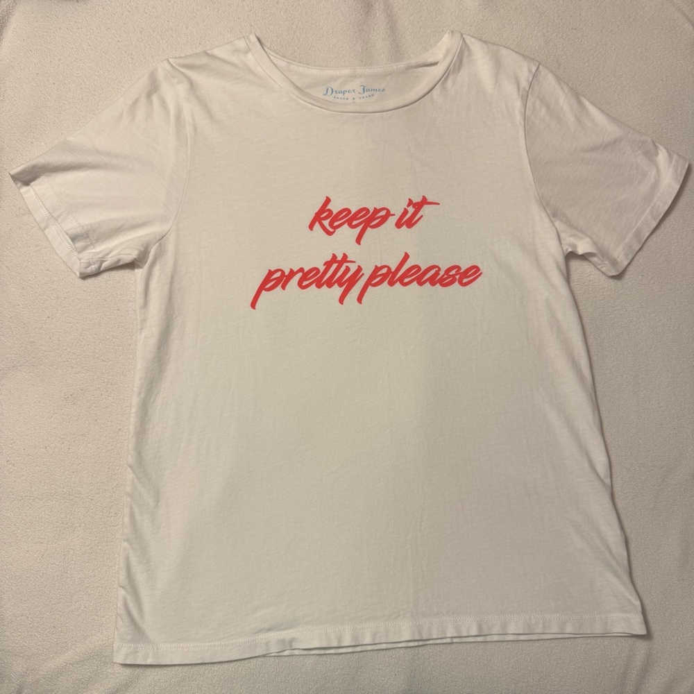 Draper James “Keep it Pretty Please” White T-shirt Size Small